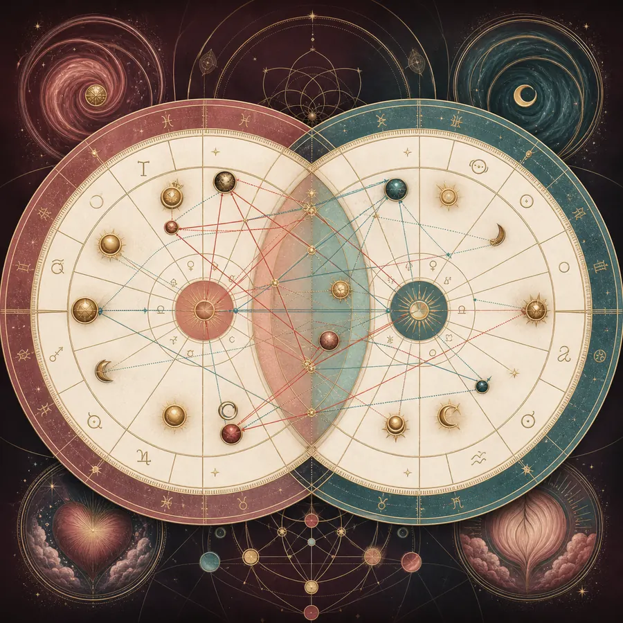 Ilustración de dos cartas astrales en comparación